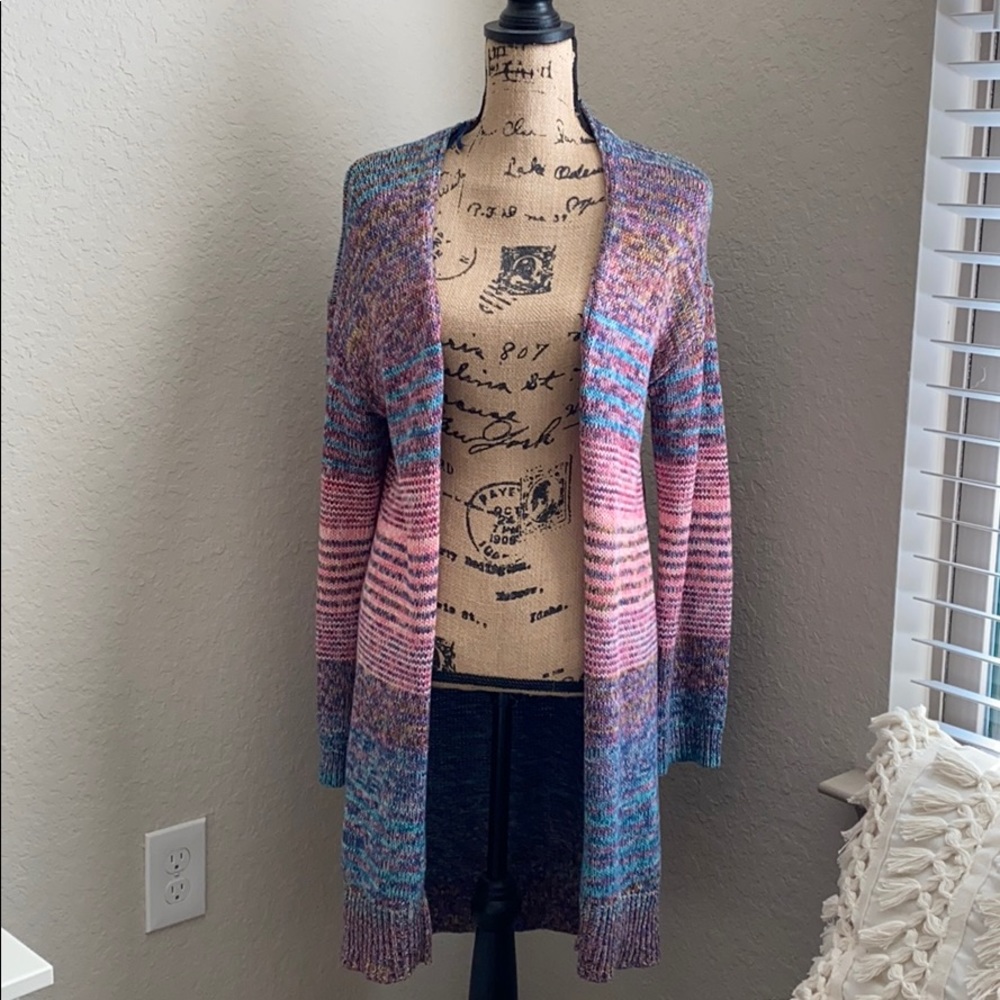 Multi colored duster sweater